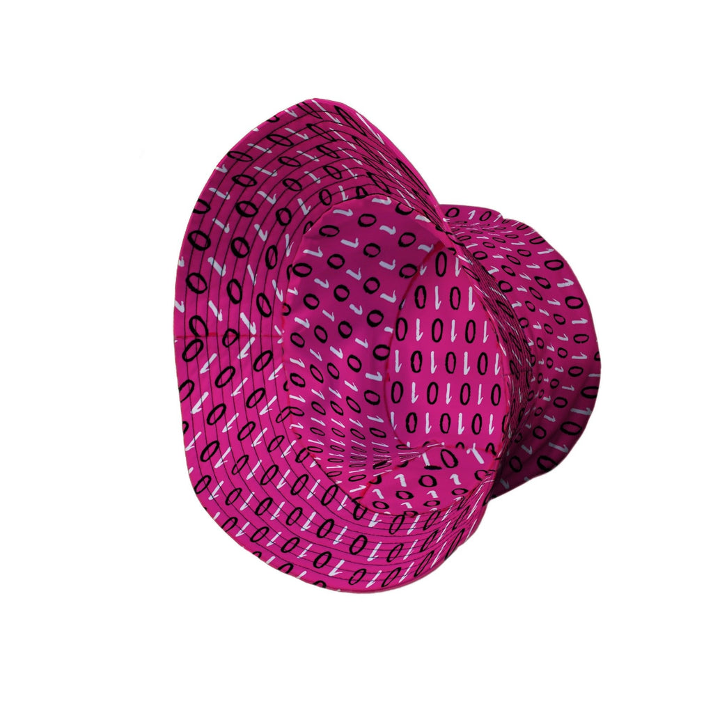 1s and 0s Pink Binary Bucket Hat Geek Nerd computer print Design by Zirkus Design lx - B