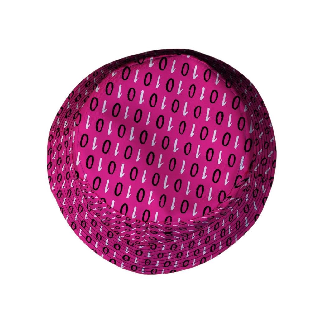 1s and 0s Pink Binary Bucket Hat Geek Nerd computer print Design by Zirkus Design lx - B