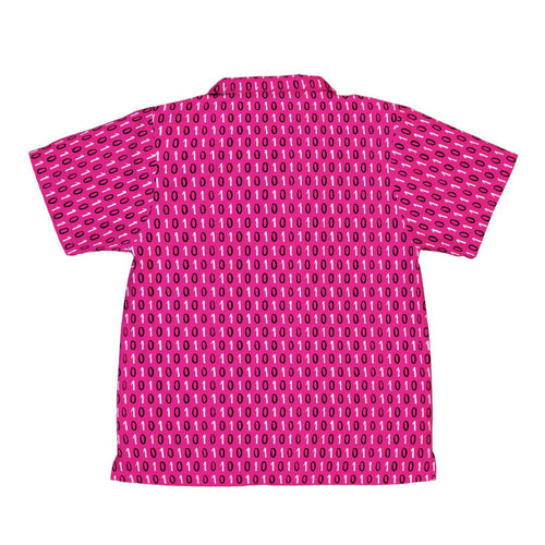 1s and 0s Pink Binary Youth Hawaiian Shirt Geek Nerd computer print Design by Zirkus Design q225