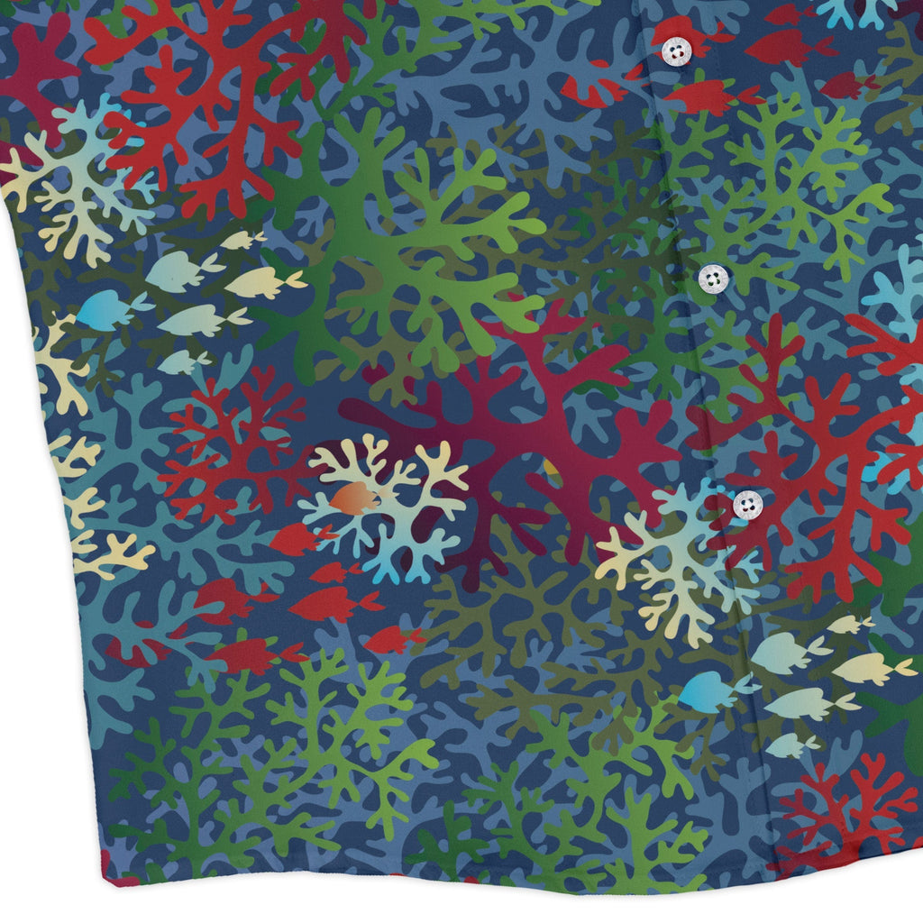A Christmas Coral Long Sleeve Button Up Shirt Geek Nerd adult sizing Christmas Print FLOW DESC WRITING