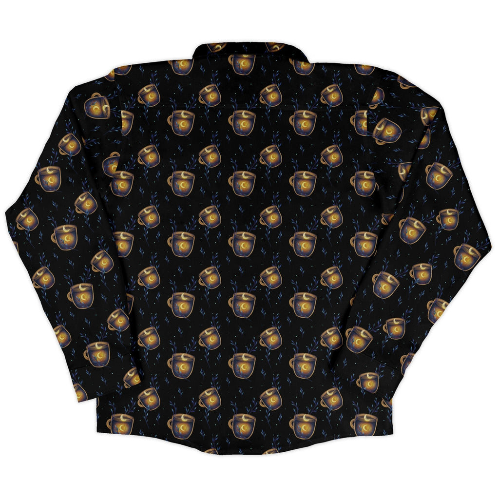 A Cup of Moonshine Long Sleeve Button Up Shirt Geek Nerd 0925 adult sizing All Adult Button Up Shirts