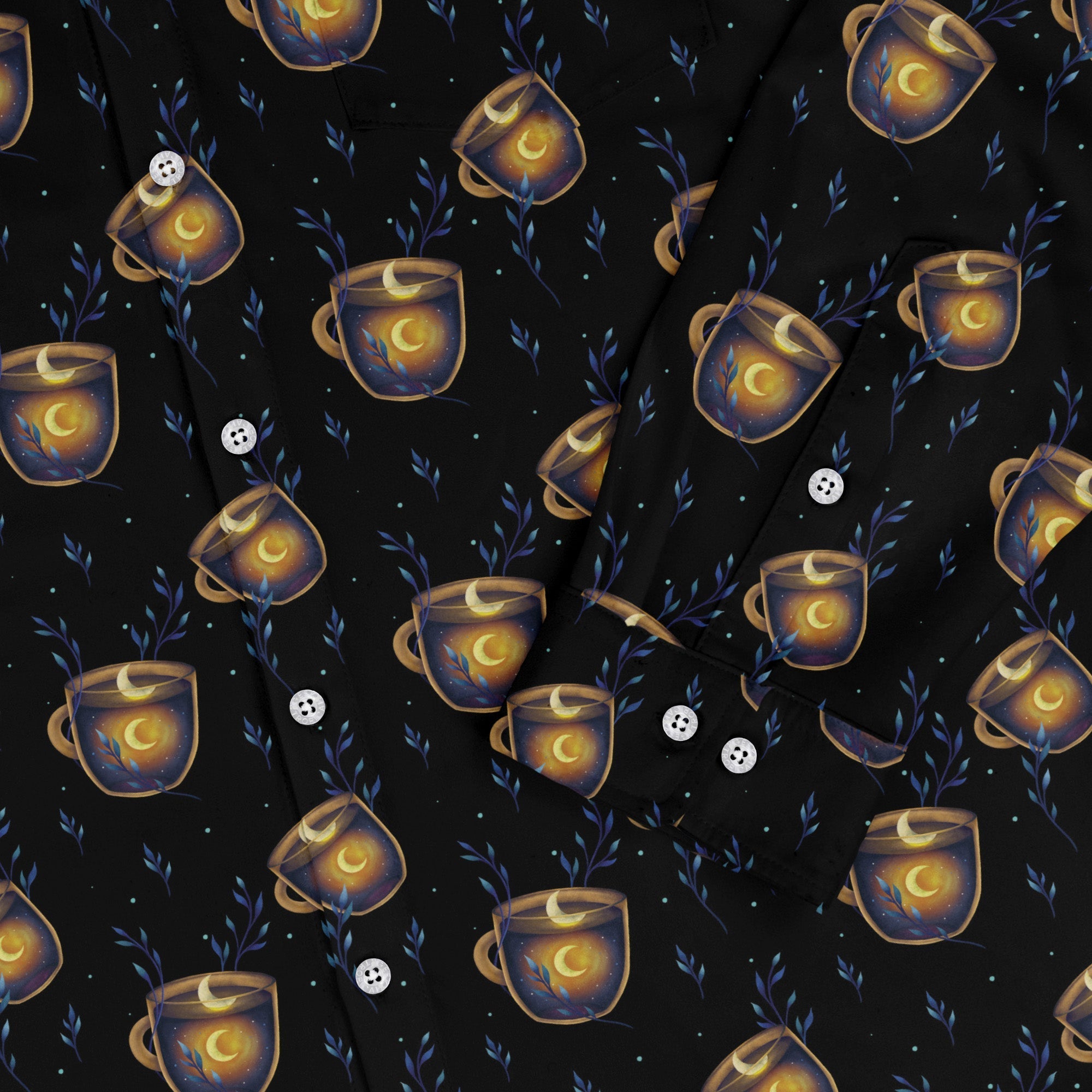 A Cup of Moonshine Long Sleeve Button Up Shirt Geek Nerd 0925 adult sizing All Adult Button Up Shirts