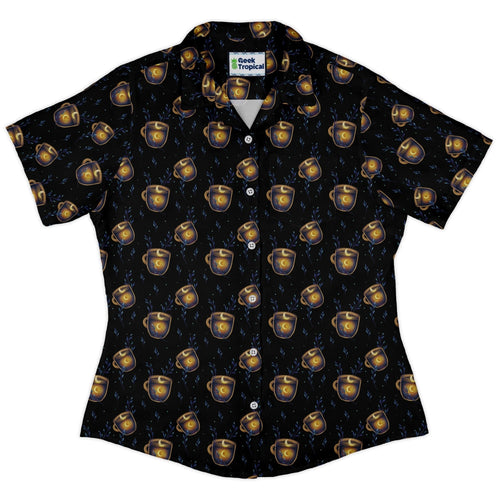 A Cup of Moonshine Curvy Button Up Shirt Geek Nerd 0925 All Adult Button Up Shirts Design by Episodic