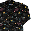 A Starry Galaxy Outer Space Long Sleeve Button Up Shirt Geek Nerd adult sizing FLOW DESC WRITING outer space & astronaut print