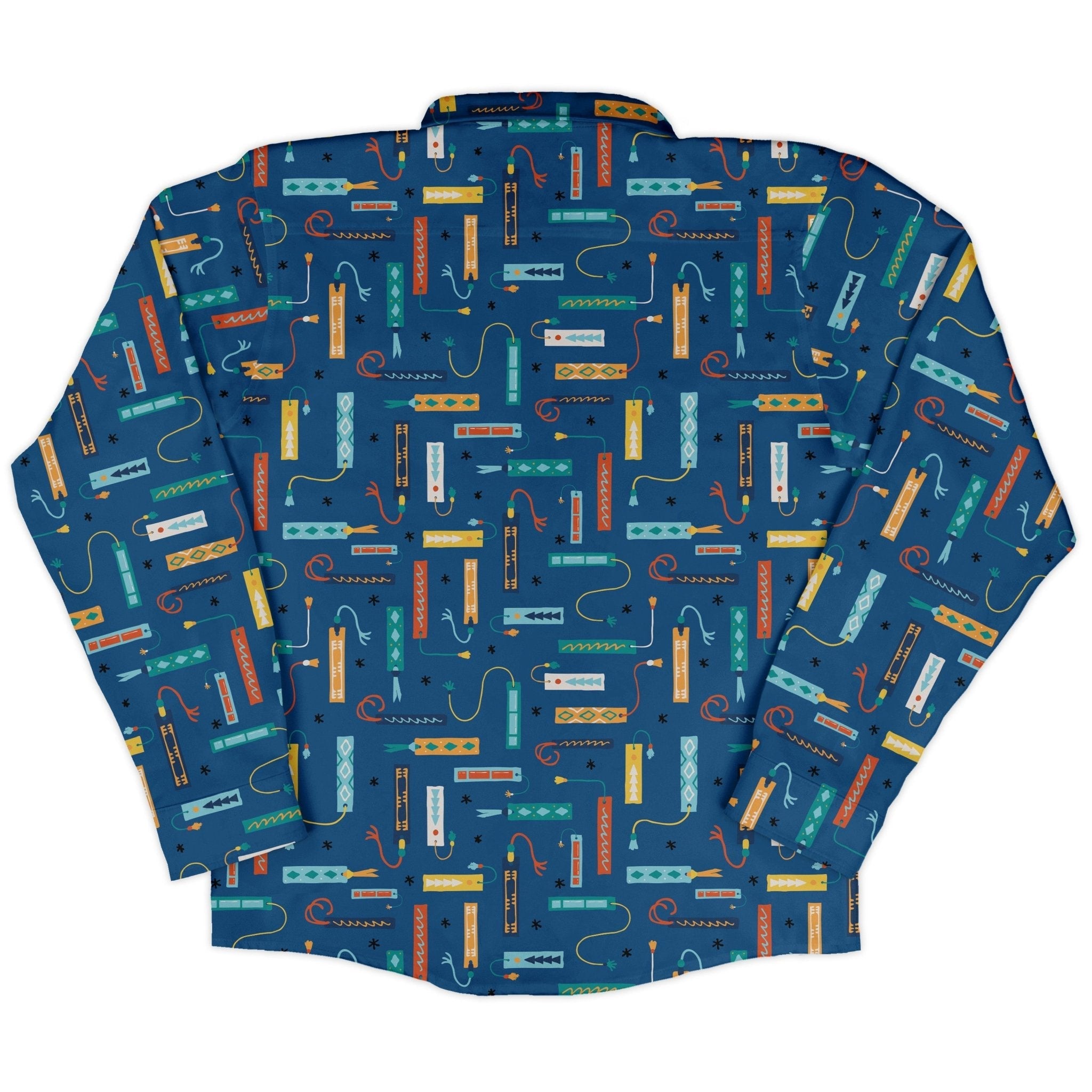 Adventures Bookmark Long Sleeve Button Up Shirt Geek Nerd adult sizing book prints Design by Zirkus Design