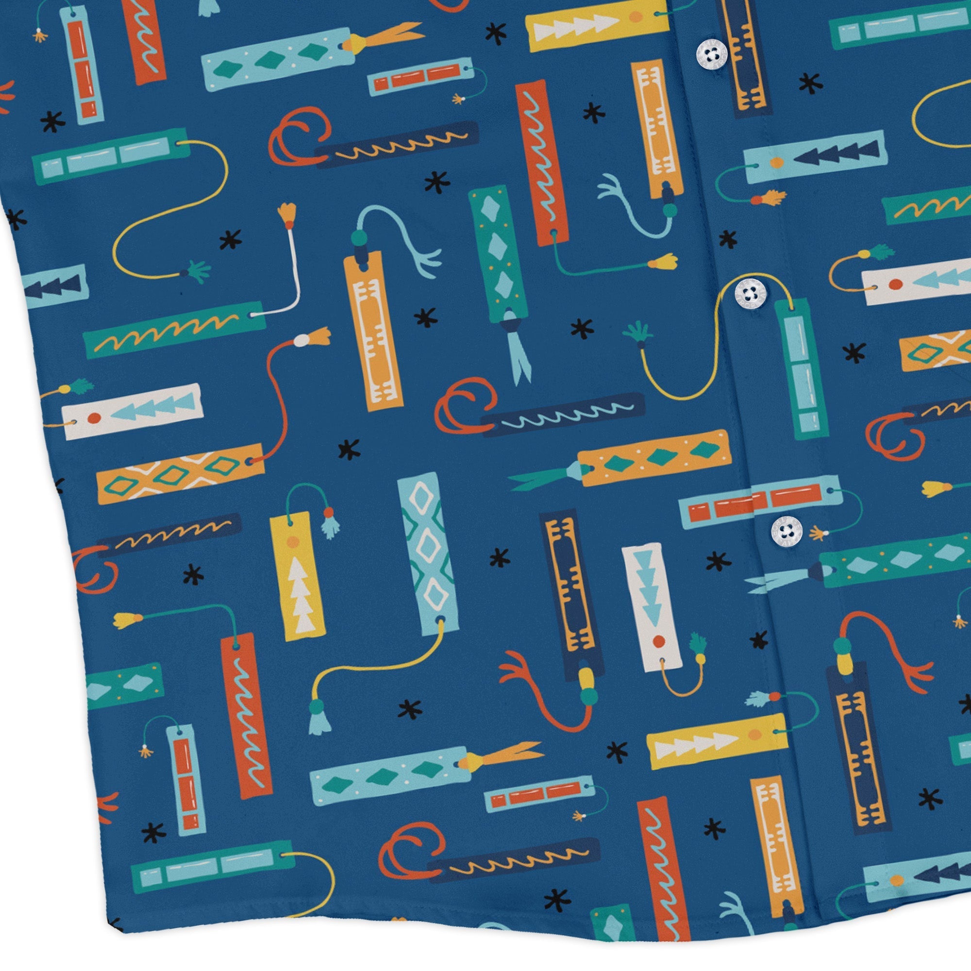Adventures Bookmark Long Sleeve Button Up Shirt Geek Nerd adult sizing book prints Design by Zirkus Design