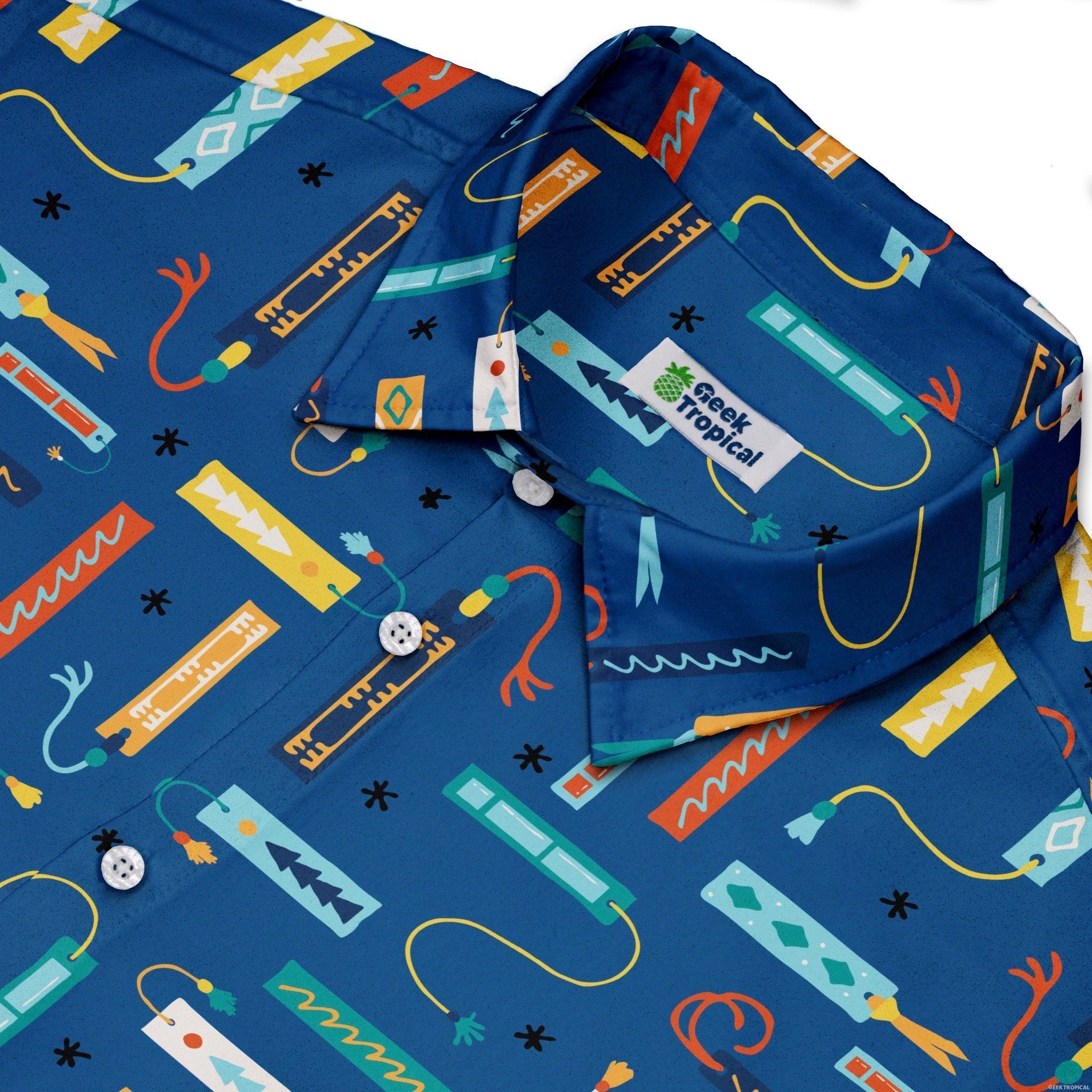 Adventures Bookmark Button Up Shirt Geek Nerd adult sizing book prints Design by Zirkus Design