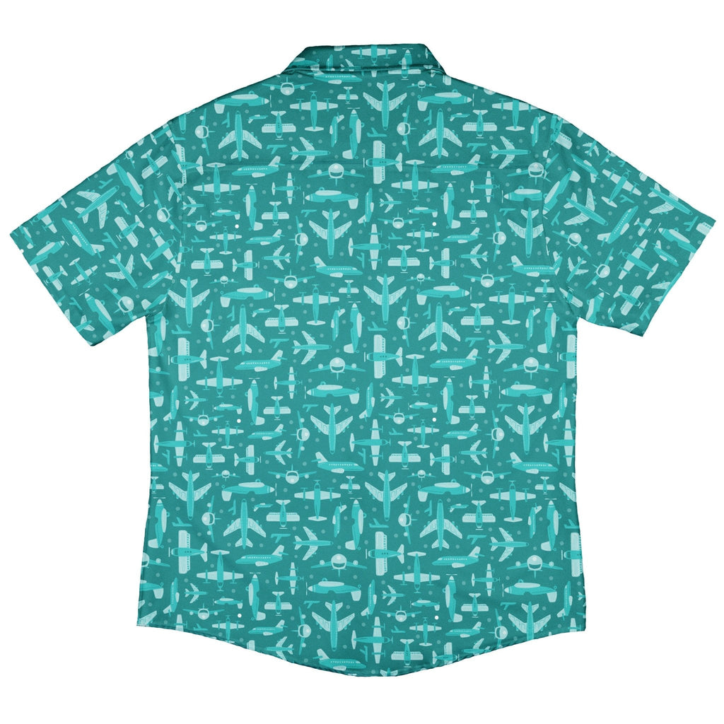 Airplane Angles Button Up Shirt Geek Nerd adult sizing aviation print Design by Zirkus Design