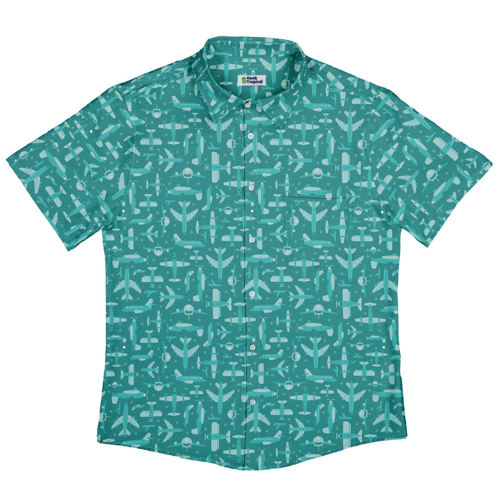 Airplane Angles Button Up Shirt Geek Nerd adult sizing aviation print Design by Zirkus Design