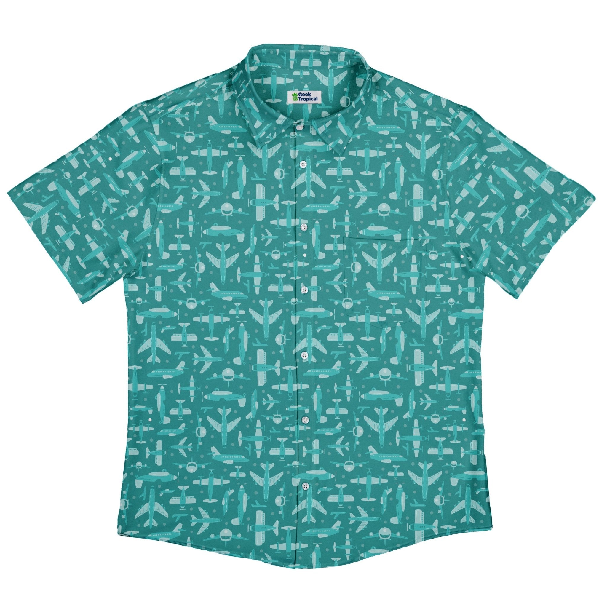 Airplane Angles Button Up Shirt Geek Nerd adult sizing aviation print Design by Zirkus Design