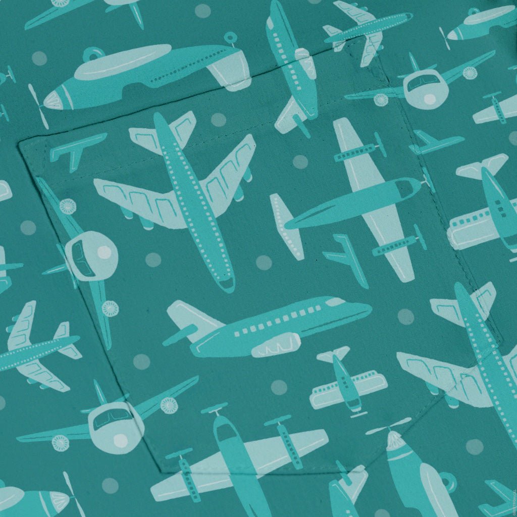 Airplane Angles Button Up Shirt Geek Nerd adult sizing aviation print Design by Zirkus Design