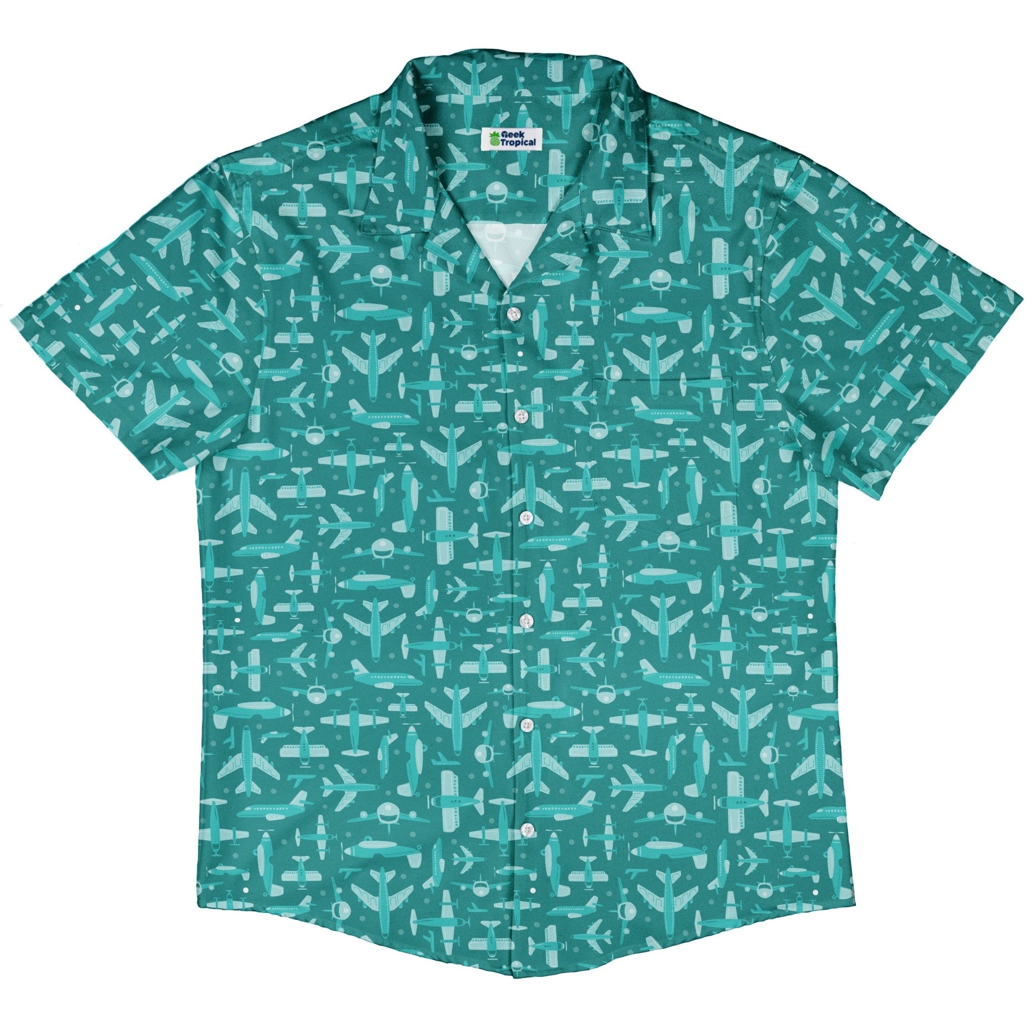 Airplane Angles Button Up Shirt Geek Nerd adult sizing aviation print Design by Zirkus Design