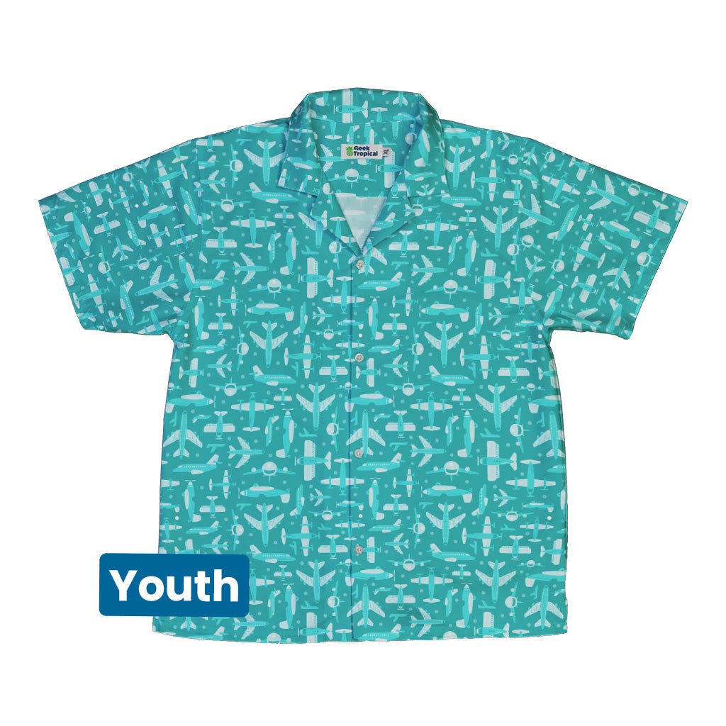 Airplane Angles Youth Hawaiian Shirt Geek Nerd aviation print Design by Zirkus Design q225