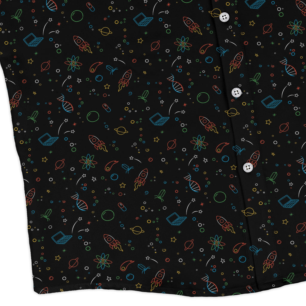 Always Science Icons Long Sleeve Button Up Shirt Geek Nerd adult sizing Design by Tobe Fonseca FLOW DESC WRITING