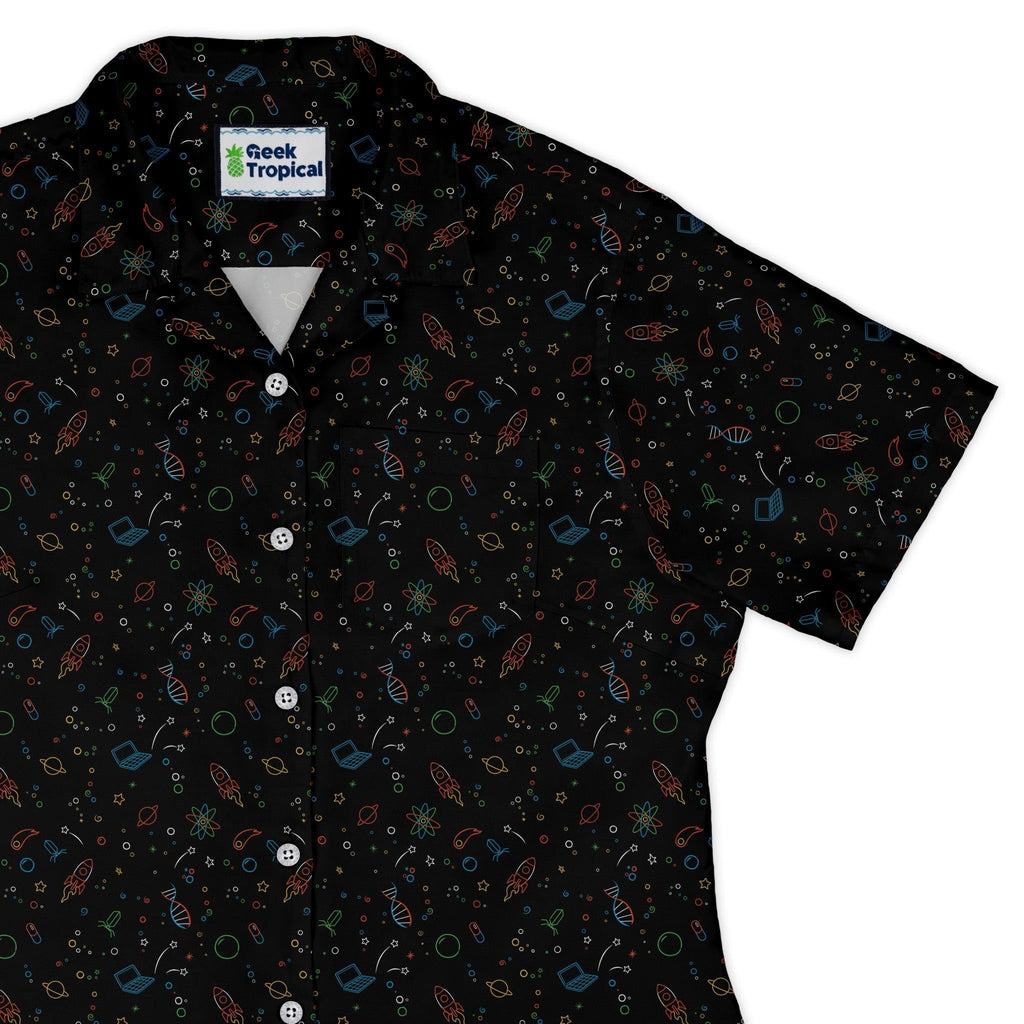 Always Science Icons Curvy Button Up Shirt Geek Nerd Design by Tobe Fonseca Q3 - 2 science print