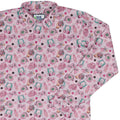 Anime Gamer Items Pink Long Sleeve Button Up Shirt Geek Nerd adult sizing Anime FLOW DESC WRITING