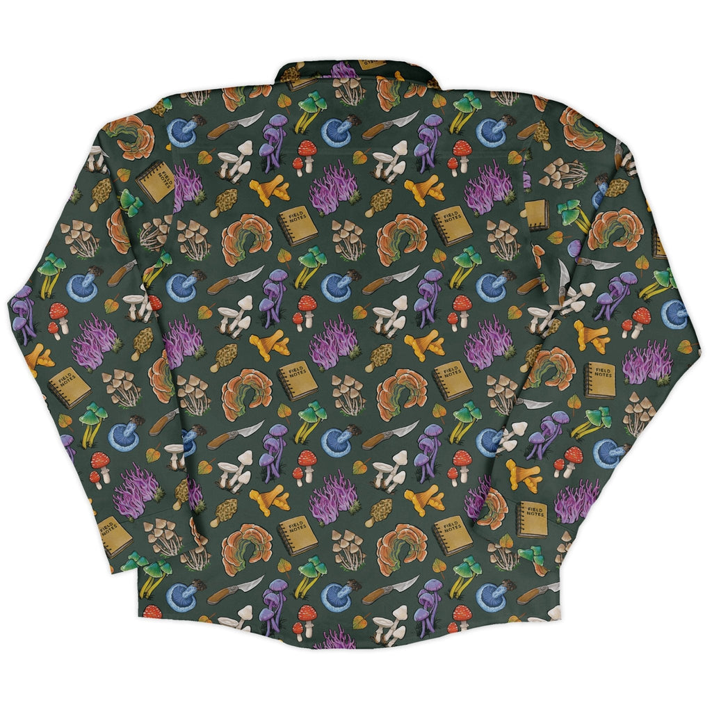 Anime Mushrooms Long Sleeve Button Up Shirt Geek Nerd adult sizing Anime Botany Print