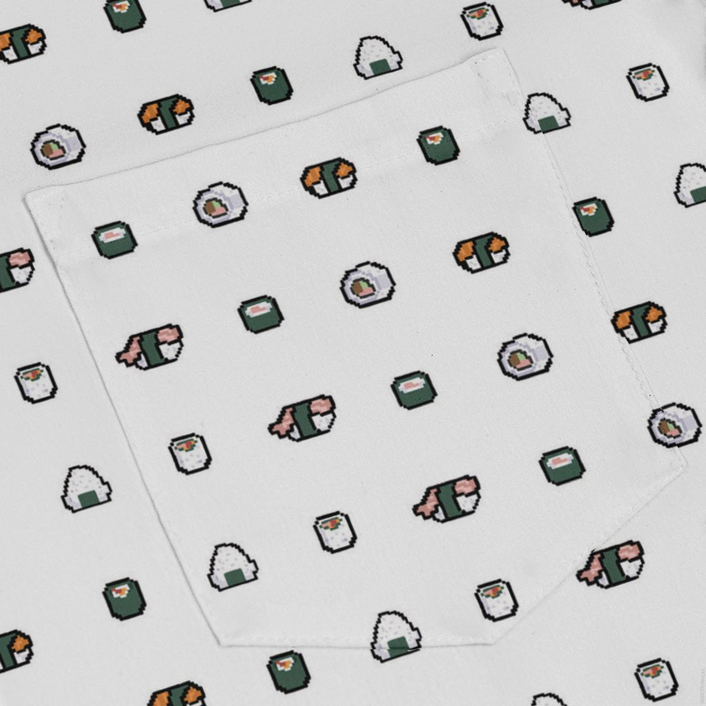Anime Sushi Rolls Light Long Sleeve Button Up Shirt Geek Nerd adult sizing Anime Design by Claire Murphy