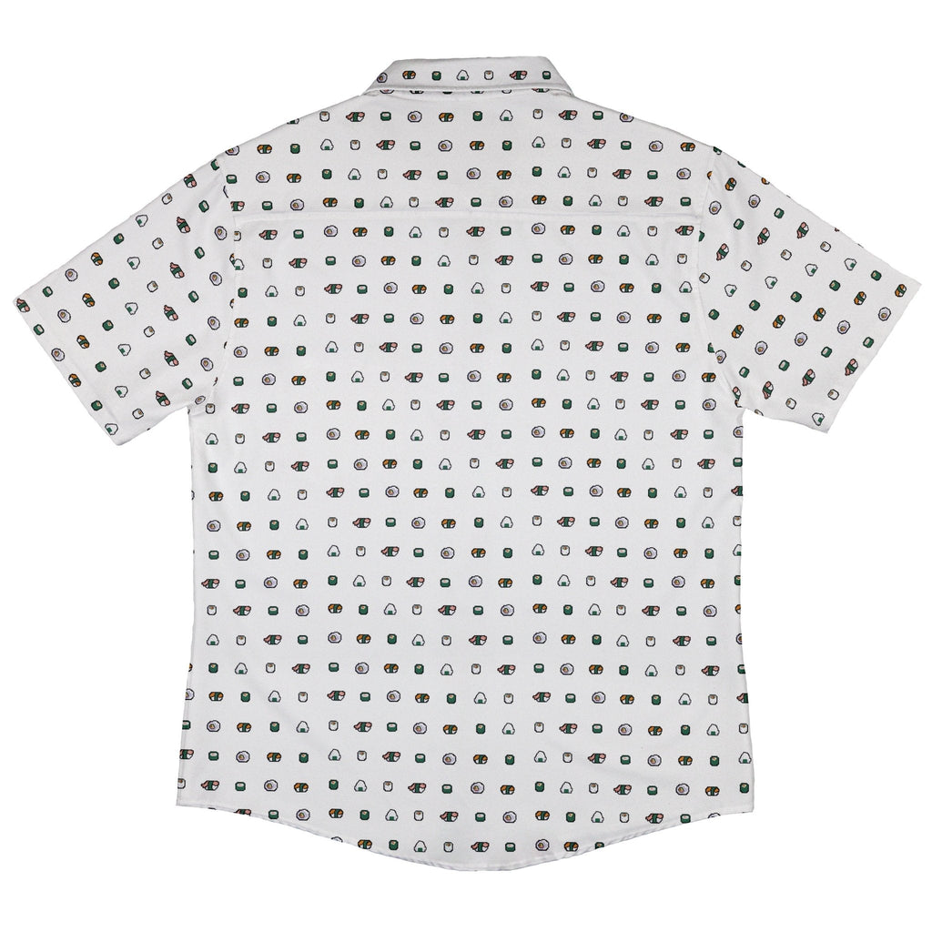 Anime Sushi Rolls Light Button Up Shirt - adult sizing - Anime - Design by Claire Murphy