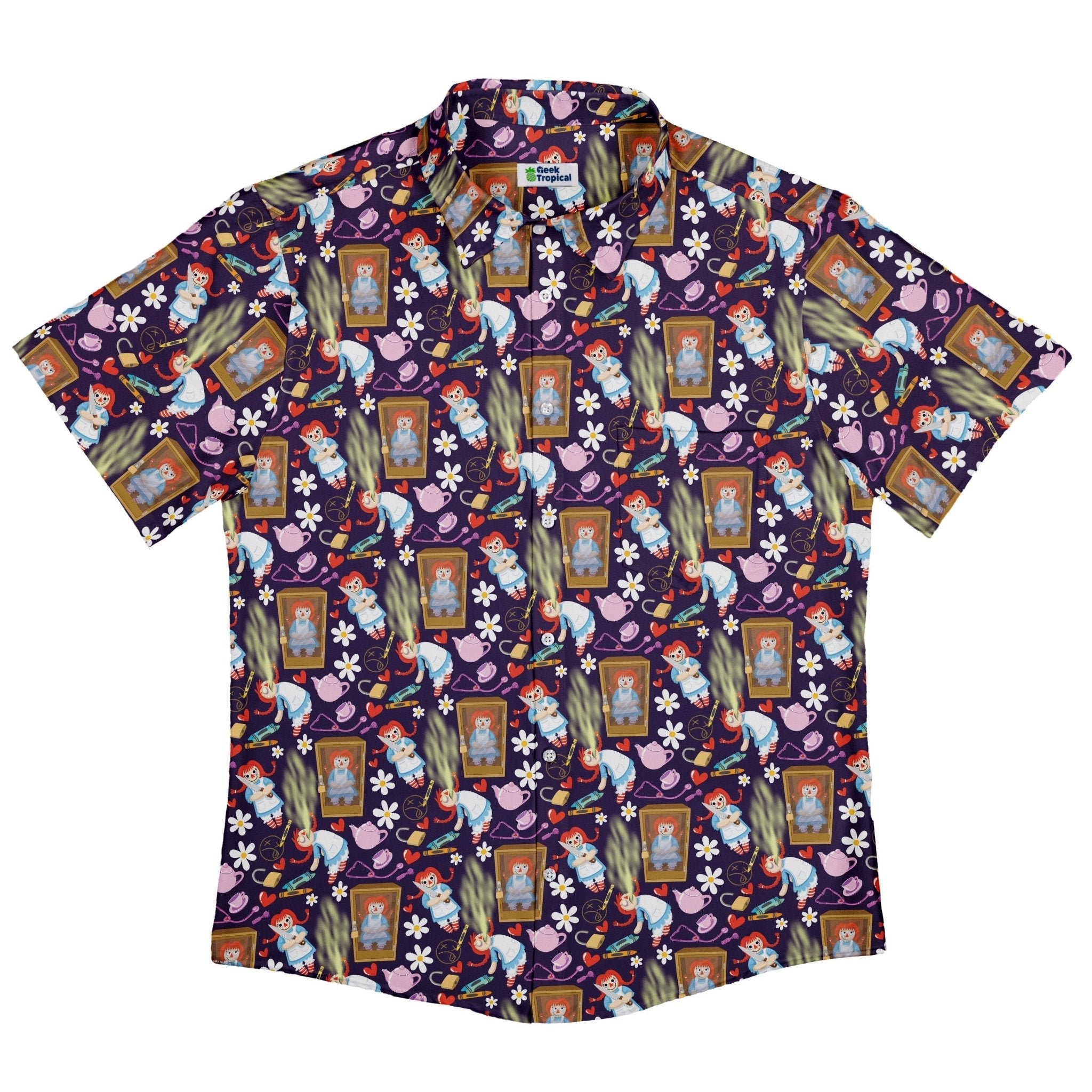 Annabelle Doll Button Up Shirt Geek Nerd 0925 adult sizing All Adult Button Up Shirts
