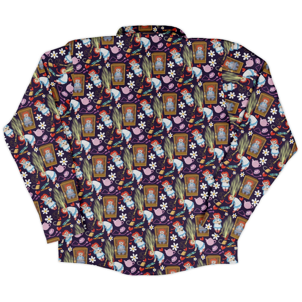 Annabelle Doll Long Sleeve Button Up Shirt Geek Nerd 0925 adult sizing All Adult Button Up Shirts