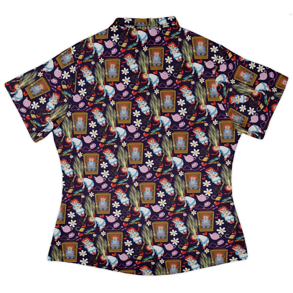 Annabelle Doll Curvy Button Up Shirt Geek Nerd 0925 All Adult Button Up Shirts Design by Julie Kitzes