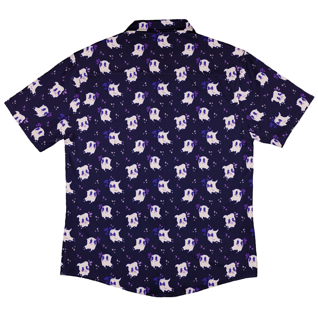 Anxious Ghost Purple Button Up Shirt - adult sizing - Anime - Design by Ardi Tong