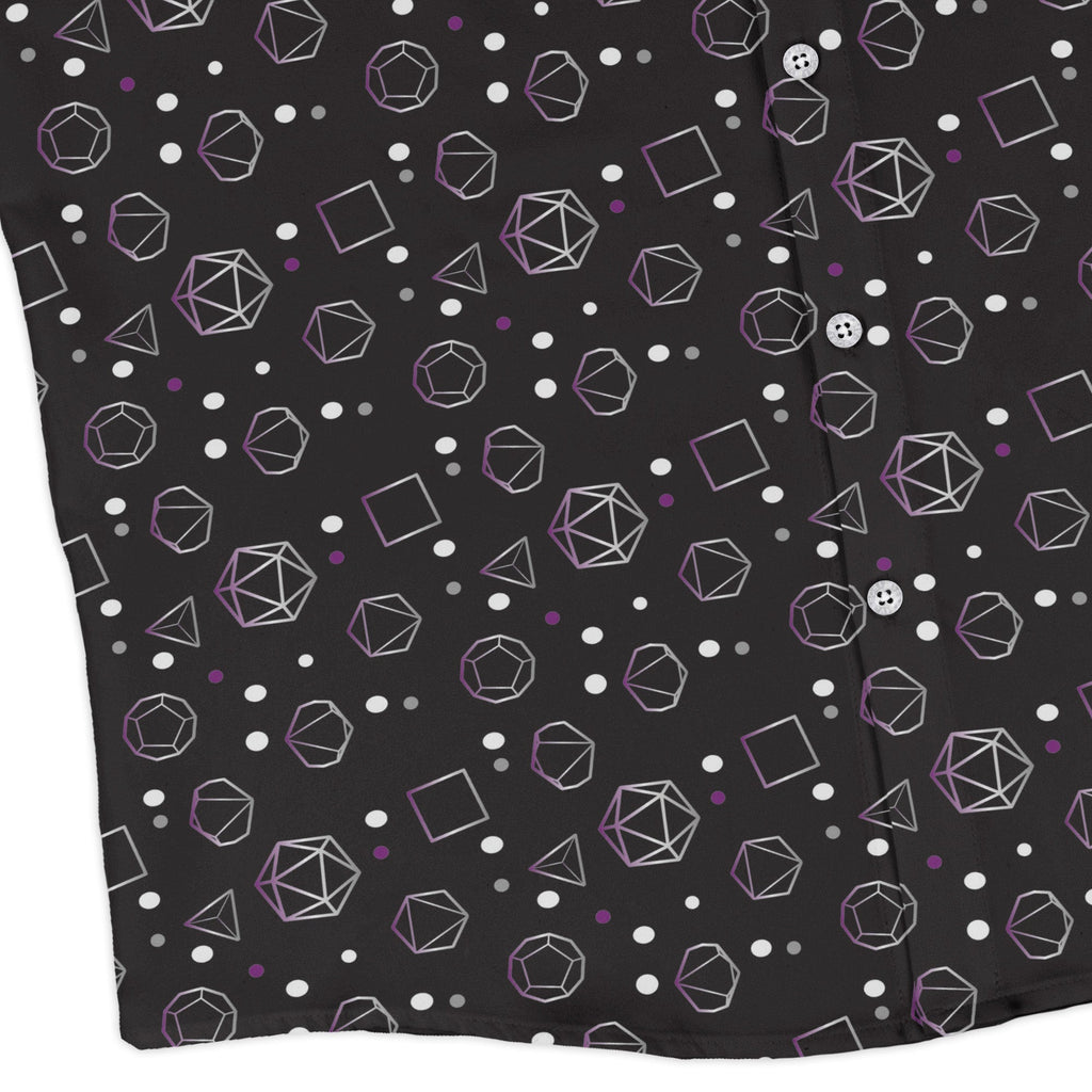 Asexual Pride Flag Dnd Dice Long Sleeve Button Up Shirt Geek Nerd adult sizing Design by Heather Davenport dnd & rpg print