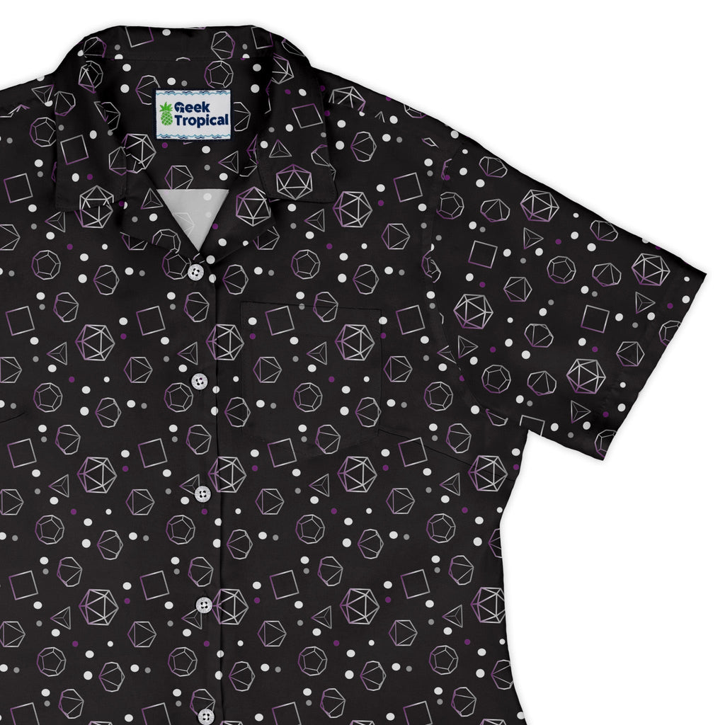 Asexual Pride Flag Dnd Dice Curvy Button Up Shirt Geek Nerd Design by Heather Davenport dnd & rpg print Pride Patterns