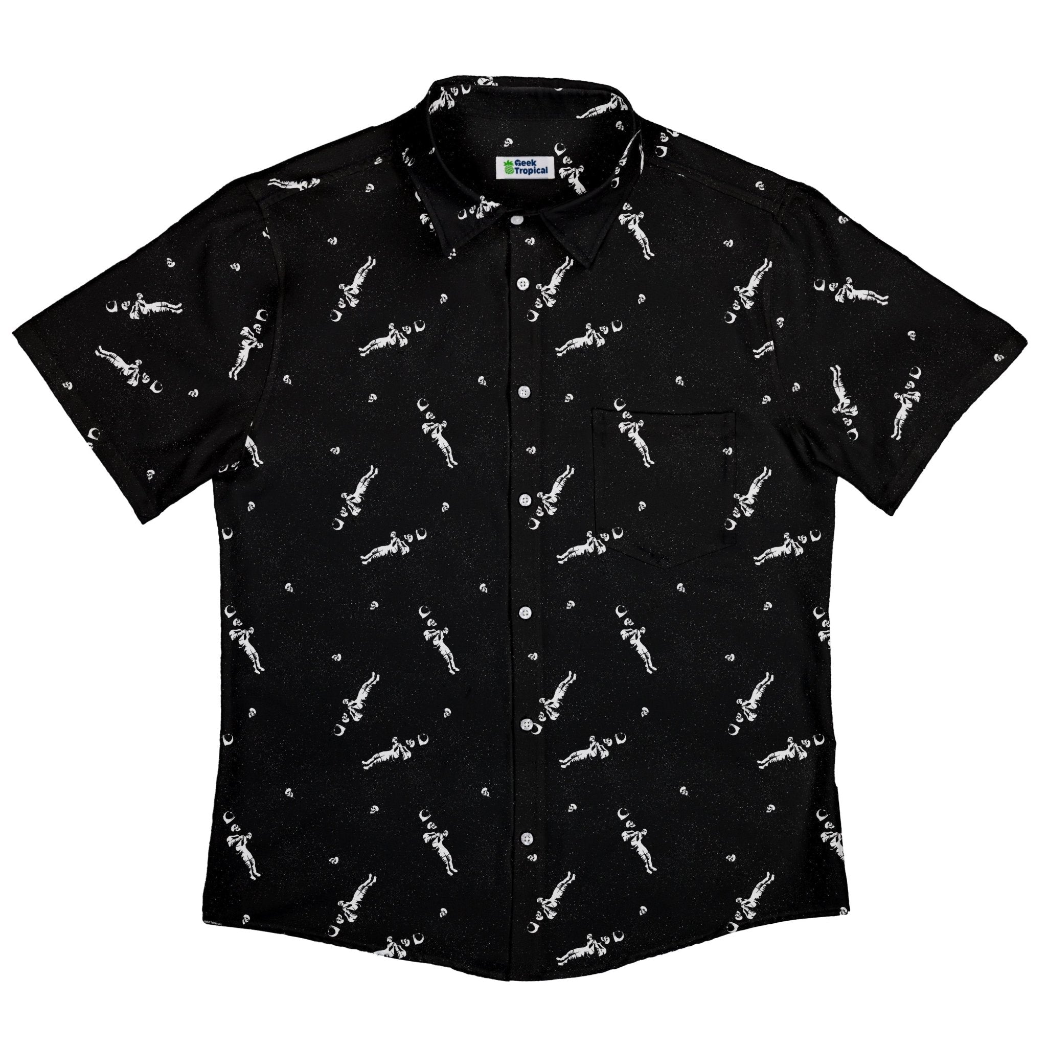 Astronaut Skeleton Button Up Shirt Geek Nerd 0925 adult sizing All Adult Button Up Shirts