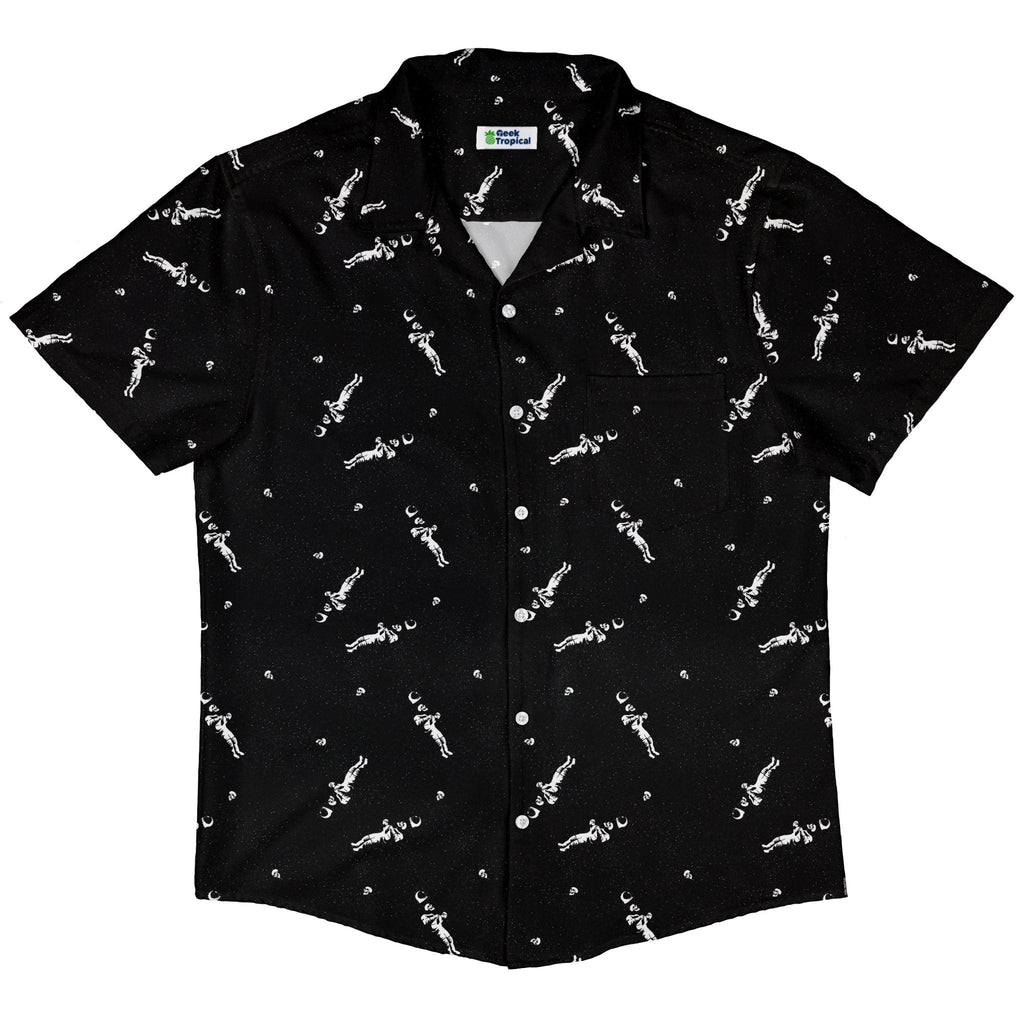 Astronaut Skeleton Button Up Shirt Geek Nerd 0925 adult sizing All Adult Button Up Shirts