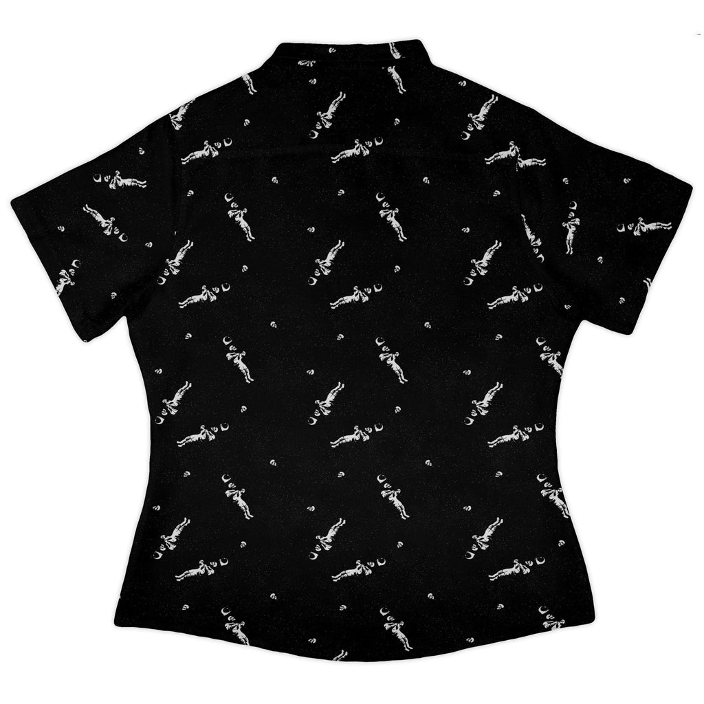 Astronaut Skeleton Curvy Button Up Shirt Geek Nerd 0925 All Adult Button Up Shirts Design by Tobe Fonseca