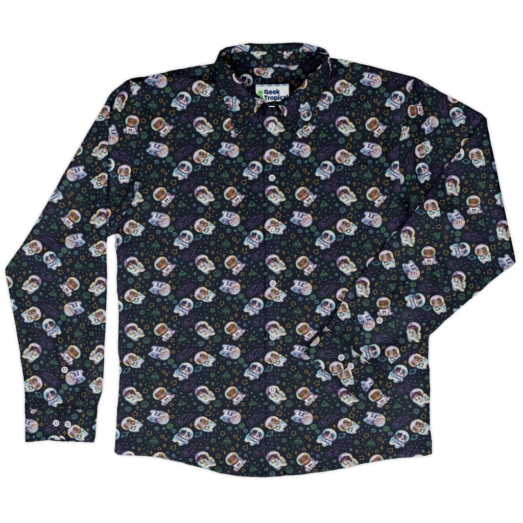 Aussie - Nauts Long Sleeve Button Up Shirt Geek Nerd adult sizing Design by Ardi Tong FLOW DESC WRITING