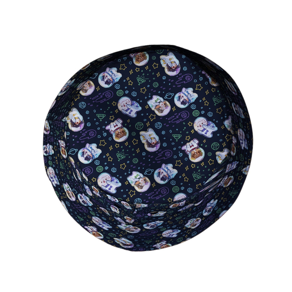 Aussie - Nauts Bucket Hat Geek Nerd Design by Ardi Tong lx - B outer space & astronaut print