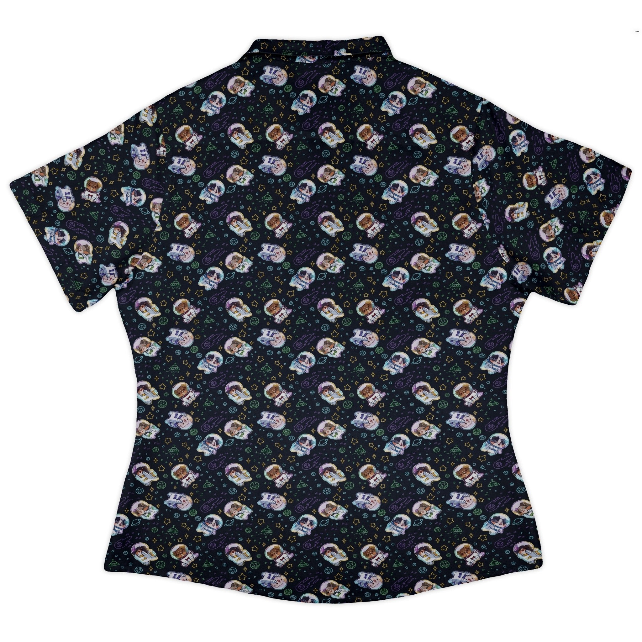 Aussie - Nauts Curvy Button Up Shirt Geek Nerd Design by Ardi Tong outer space & astronaut print q225