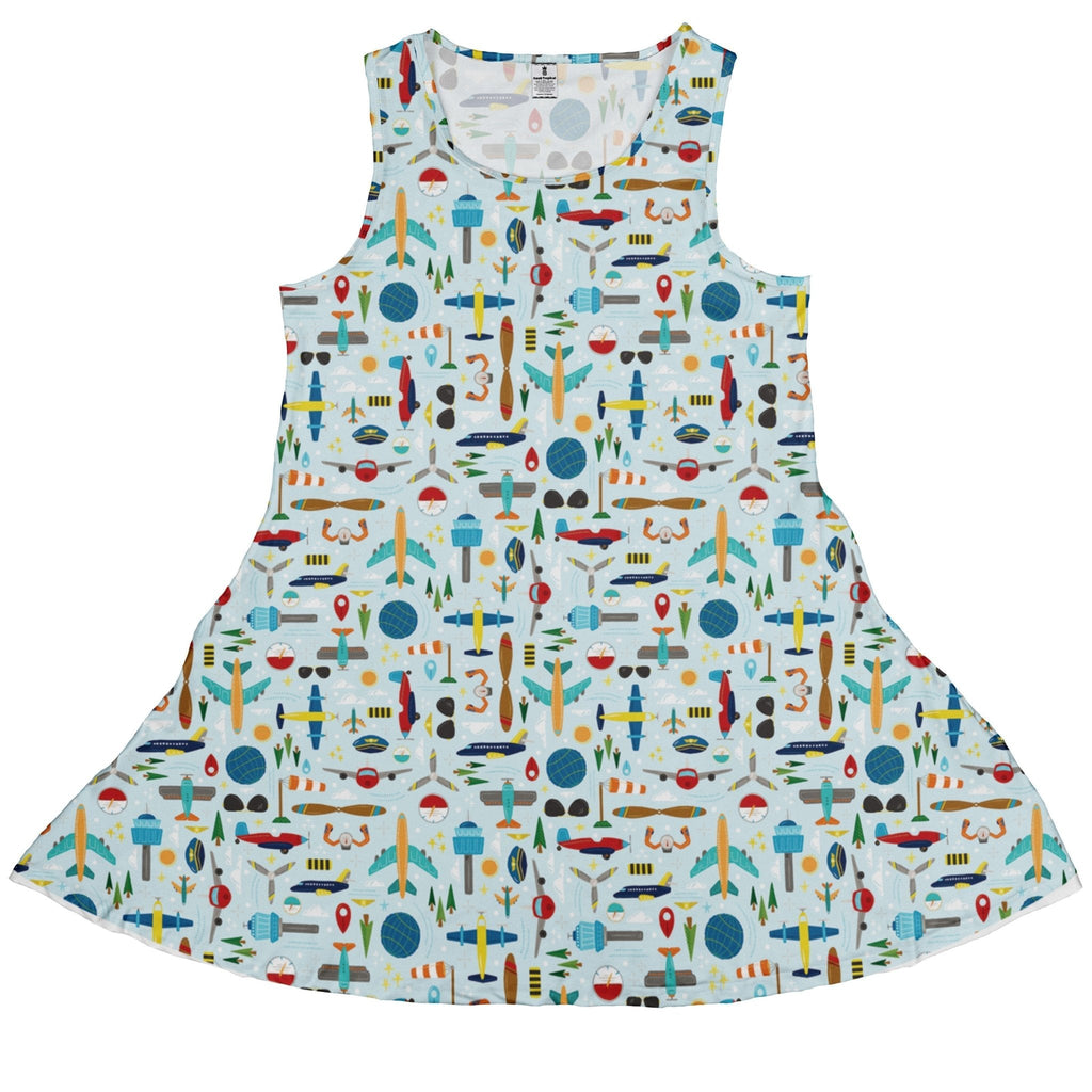 Aviation Adventure Dress Geek Nerd aviation print Design by Zirkus Design lx - C