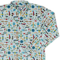 Aviation Adventure Long Sleeve Button Up Shirt Geek Nerd adult sizing aviation print Design by Zirkus Design