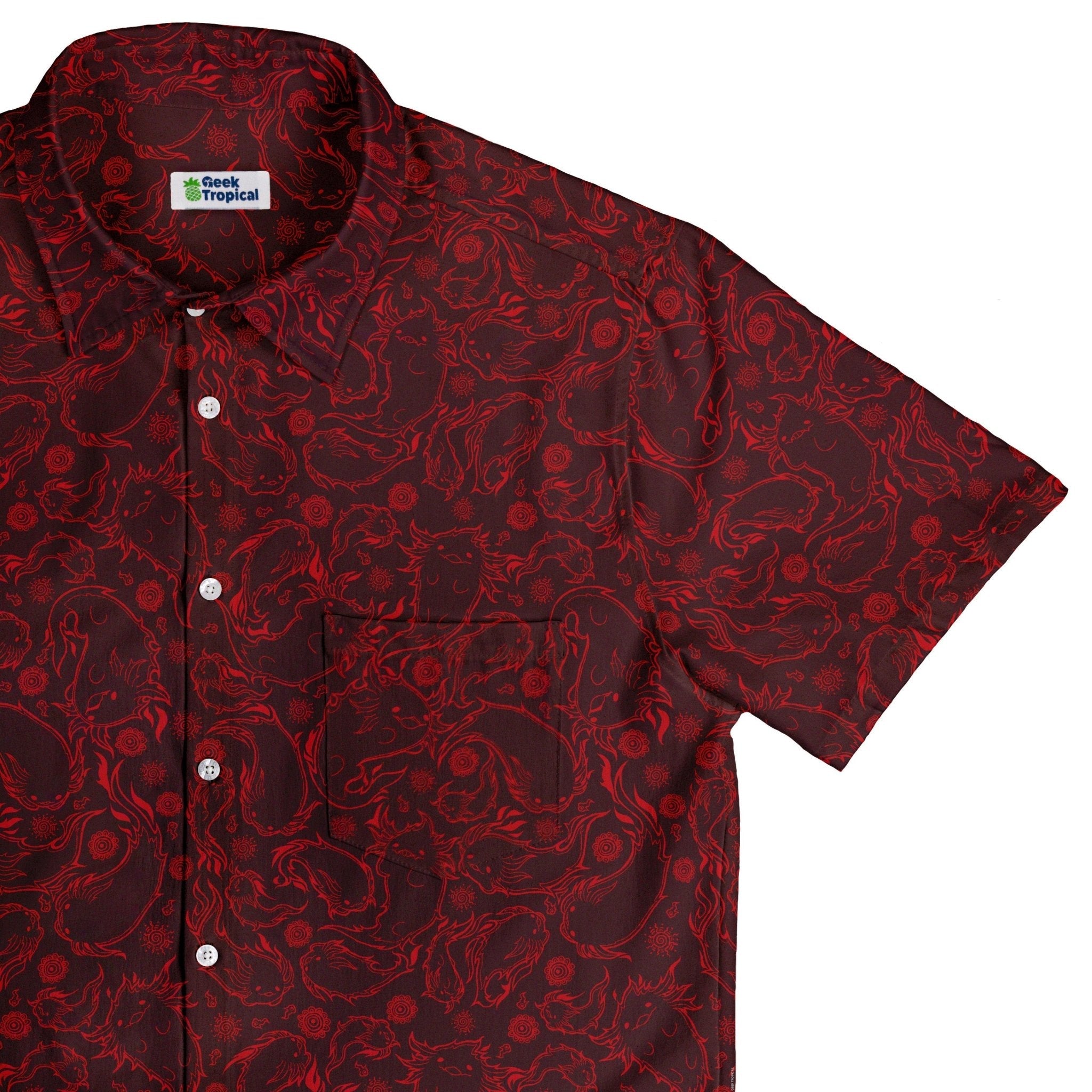 Axolotil Firebending Salamanders Button Up Shirt - adult sizing - Anime - Design by Ardi Tong