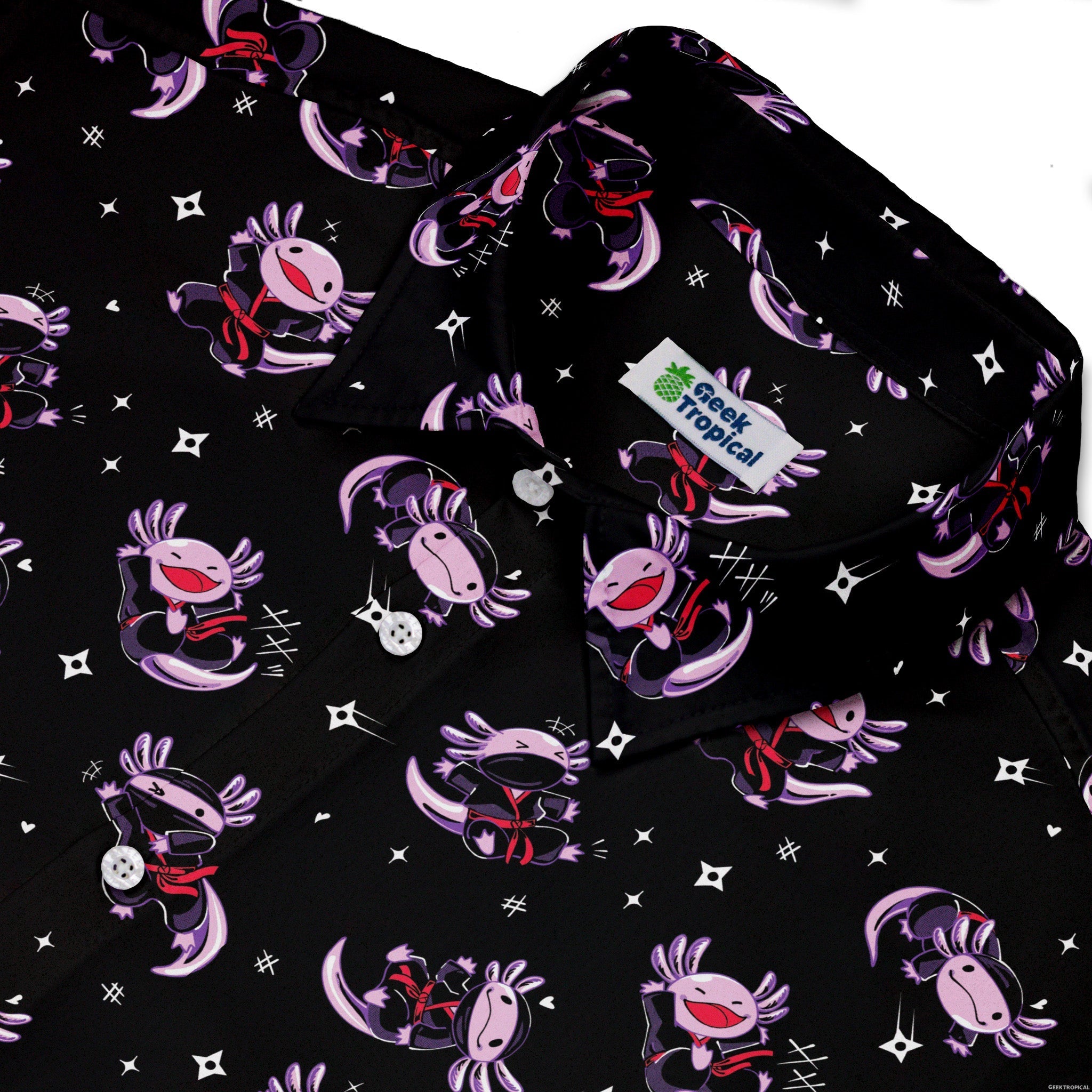 Axolotl Ninjas Button Up Shirt Geek Nerd 0925 adult sizing All Adult Button Up Shirts