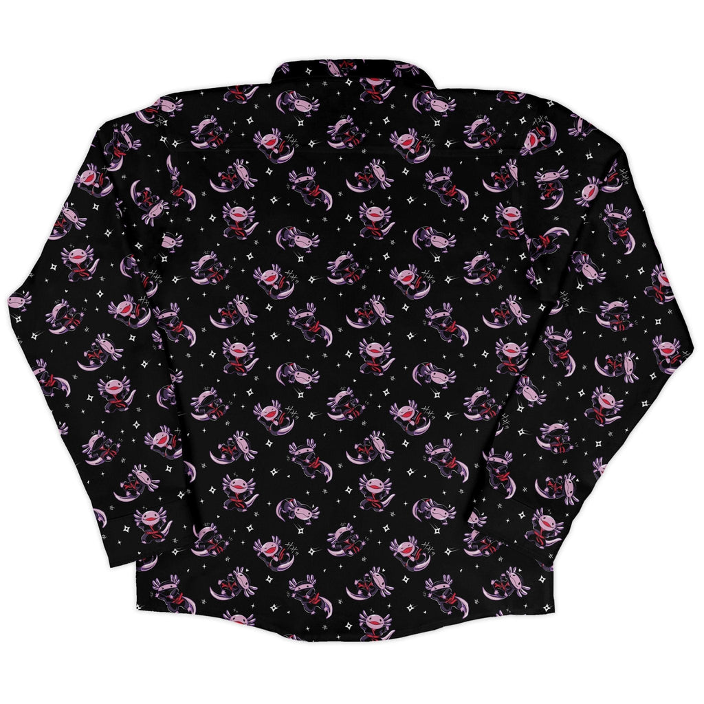 Axolotl Ninjas Long Sleeve Button Up Shirt Geek Nerd 0925 adult sizing All Adult Button Up Shirts