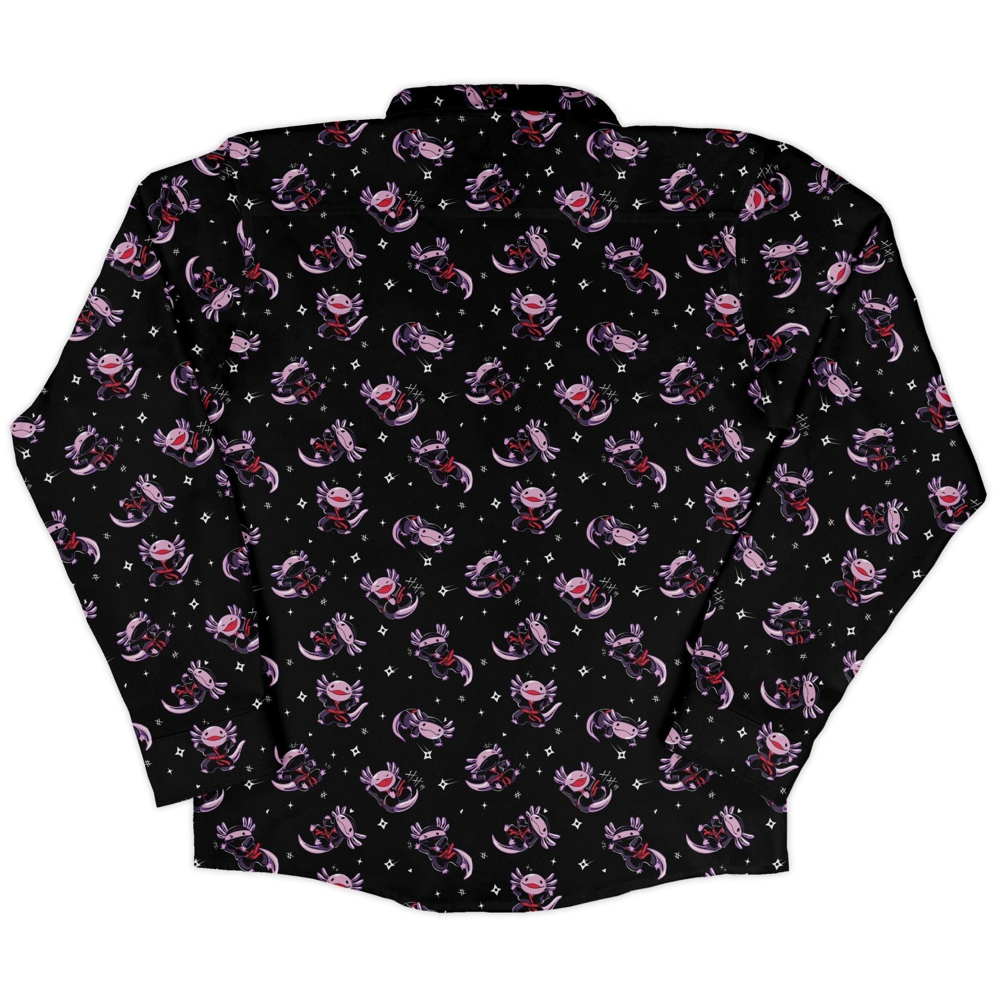 Axolotl Ninjas Long Sleeve Button Up Shirt Geek Nerd 0925 adult sizing All Adult Button Up Shirts