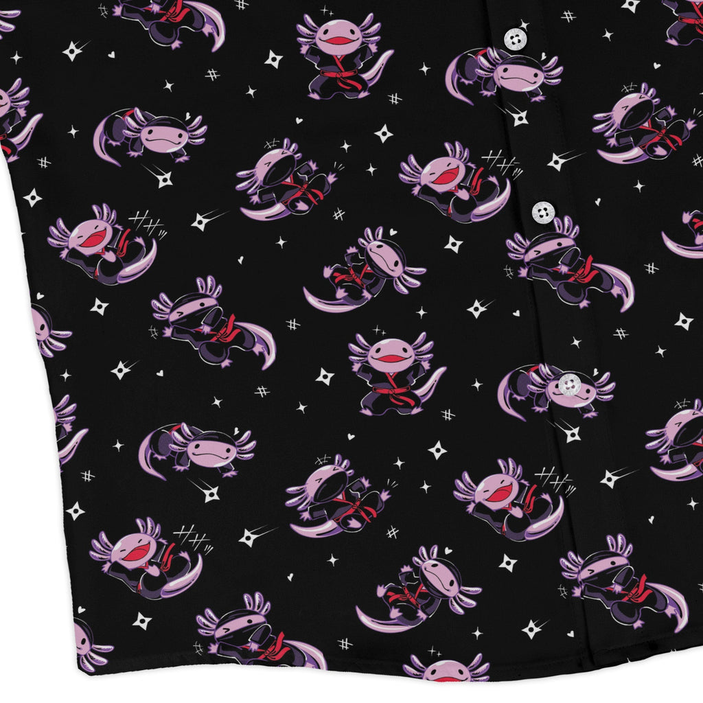 Axolotl Ninjas Long Sleeve Button Up Shirt Geek Nerd 0925 adult sizing All Adult Button Up Shirts