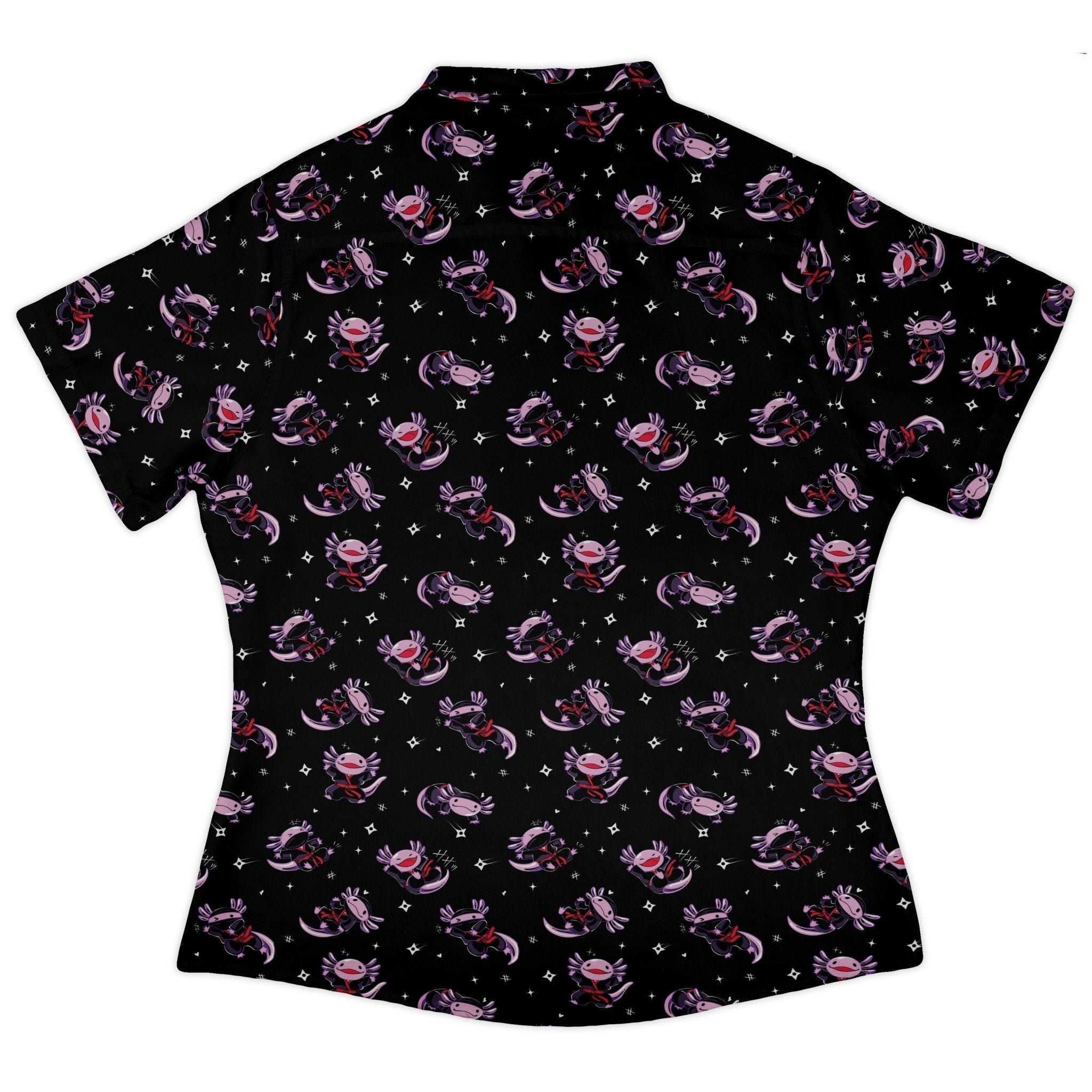 Axolotl Ninjas Curvy Button Up Shirt Geek Nerd 0925 All Adult Button Up Shirts Animal Patterns