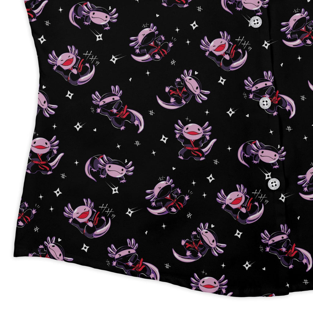 Axolotl Ninjas Curvy Button Up Shirt Geek Nerd 0925 All Adult Button Up Shirts Animal Patterns
