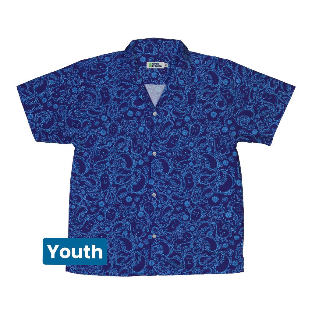 Axolotl Waterbending Salamanders Youth Hawaiian Shirt - Anime - Design by Ardi Tong - Q3