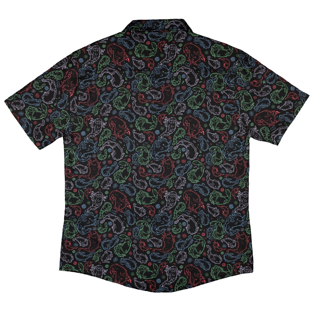 Axolotl Avatar State Button Up Shirt Geek Nerd adult sizing anime Design by Ardi Tong