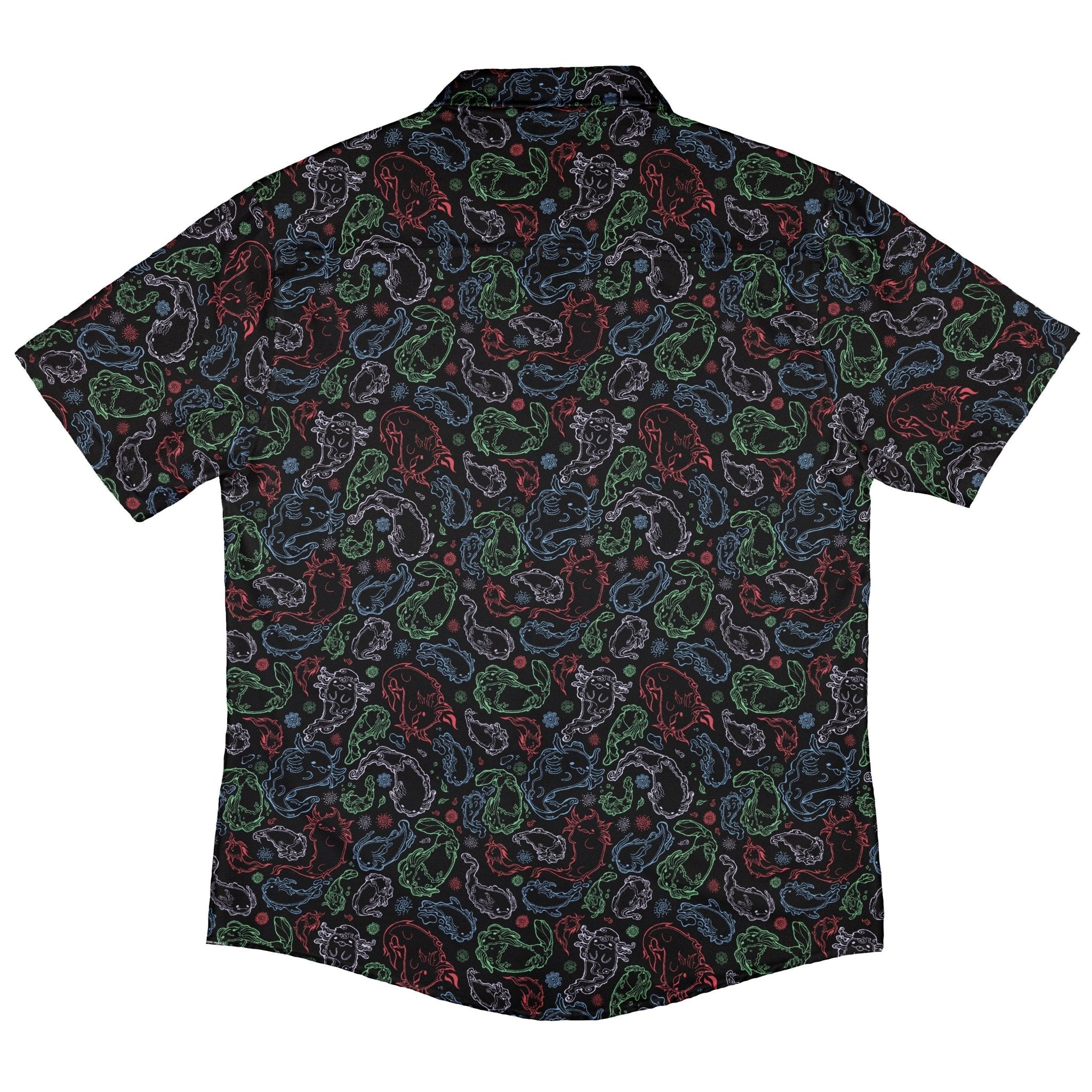 Axolotl Avatar State Button Up Shirt Geek Nerd adult sizing anime Design by Ardi Tong