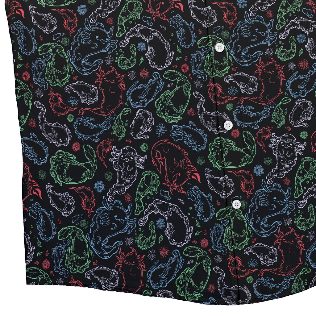 Axolotl Avatar State Button Up Shirt Geek Nerd adult sizing anime Design by Ardi Tong