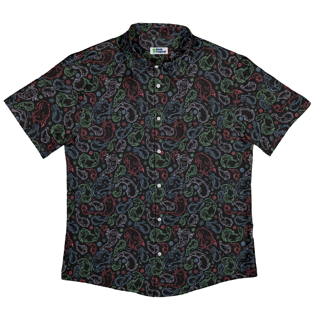 Axolotl Avatar State Button Up Shirt Geek Nerd adult sizing anime Design by Ardi Tong