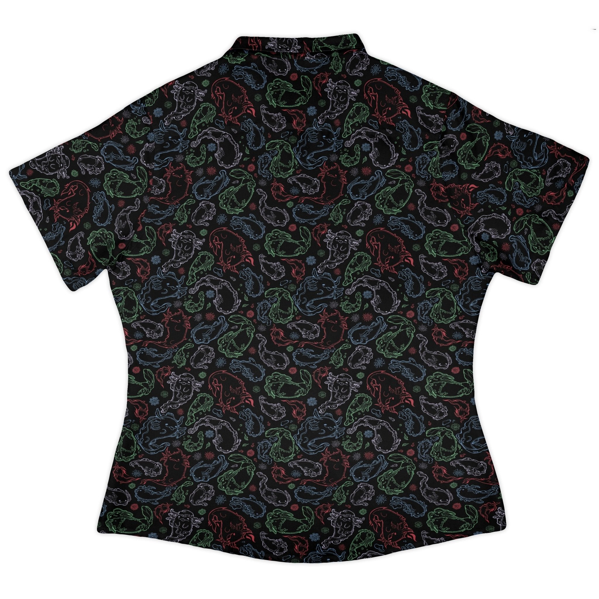 Axolotl Avatar State Curvy Button Up Shirt Geek Nerd anime Design by Ardi Tong q225